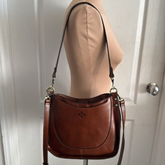 Patricia Nash Caletta Hobo Crossbody Handag Distessed VTG Leather Cognac - Picture 6 of 16